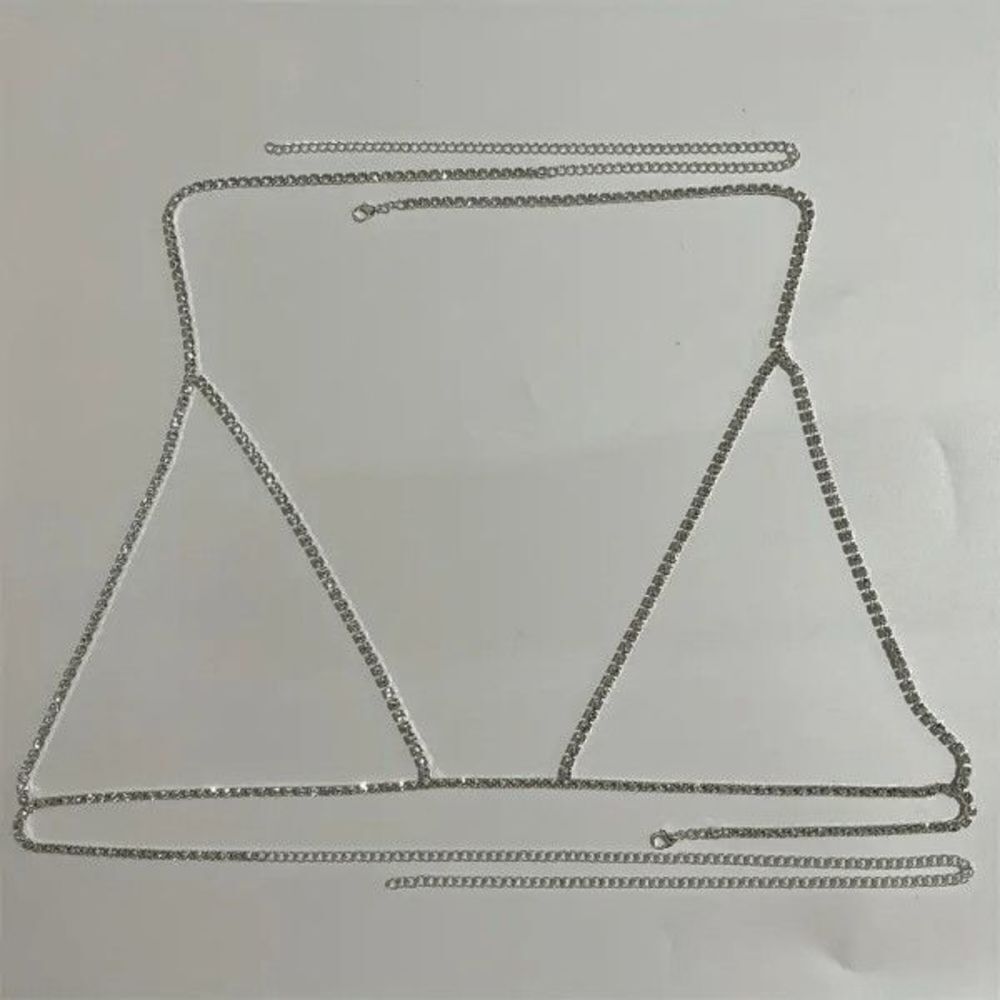 Diamond Silver Body Chest Chain - Picture 4 of 5